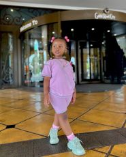 Kids Girl's Solid Color T Shirt Two Piece Shorts Set GYAY-M8036 