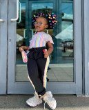 Kids Girl's Rainbow Stripe Print Two Piece Pants Set GYAY-M8063 