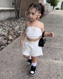 Kids Girl's Wrap Chest Tops Shorts Two Piece Set GYAY-M8067 