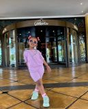 Kids Girl's Solid Color T Shirt Two Piece Shorts Set GYAY-M8036 
