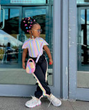 Kids Girl's Rainbow Stripe Print Two Piece Pants Set GYAY-M8063 