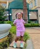 Kids Girl's Solid Color T Shirt Two Piece Shorts Set GYAY-M8036 