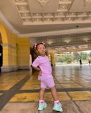 Kids Girl's Solid Color T Shirt Two Piece Shorts Set GYAY-M8036 