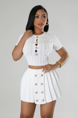 Short Sleeve Knits Sport Two Piece Skirts Set OSM-4411