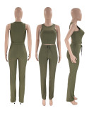 Sleeveless Solid Color Tank Tops 2 Piece Pants Set SSNF-211436