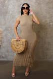 Sleeveless Knits Beach Long Dress OSM-4455
