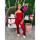 Solid Color Short Sleeve Pants Two Piece Set QXLB-10081