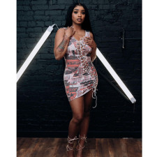 Sexy Print Sleeveless Bandage Dress BN-829