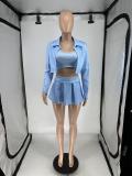Solid Color Long Sleeve Vest 3 Piece Skirts Set QXLB-10076