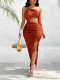 Drawstring Pleated Split Split Long Dress SNF-241LQ56158-A888