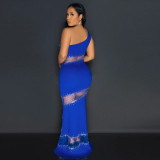 Hot Drill Solid Patchwork Maxi Dress CYA-901116