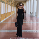Sexy Solid Color Lace-up Maxi Dress FL-JY24115