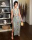 Sexy HollowOut Sleeveless Split Skirt Denim 2 Piece Set ZSD-0660