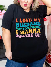 Plus Size Print Short Sleeve T Shirt YUF-20002