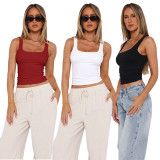 Casual Solid Color Skinny Bottom Shirt Top MZ-001
