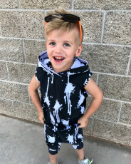Kids Boy Tie Dye Print Sleeveless Hooded 2 Piece Shorts Set GYMF-133