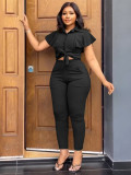 Fashion Lapel Ruffle Sleeve Casual Sports Suit MIL-101