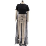 Sexy See Through Mesh Patchwork T Shirt SFY-446