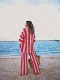 Stripe Sweater Loose Two Piece Pants Set FSXF-572