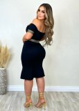 One Shoulder Short Sleeve Midi Dress ORY-5259