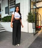 High Waist Solid Color Straight Pant QODY-6012