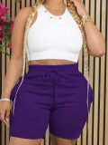 Solid Color Drawstring Casual Shorts SFY-405