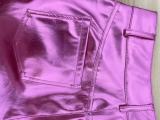 Metallic Glossy Small Flared Leather Pants  QODY-6014