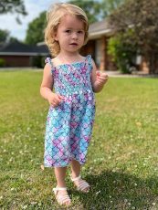 Kids Girls Fish Scale Print Tie Up Sling Midi Dress GYMF-092