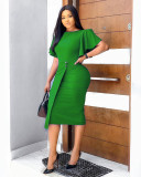 Ruffle Sleeve Split Skinny Midi Dress GCZF-D311-C2