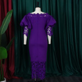 Lace Patchwork One Neck Midi Dress GCZF-D247-B2