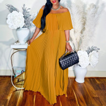 One Neck Off Shoulder Solid Slim Maxi Dress GCZF-8514