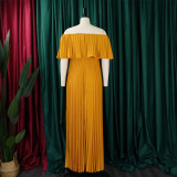 One Neck Off Shoulder Solid Slim Maxi Dress GCZF-8514