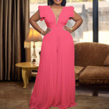 Mesh Splicing Solid Color Wide Leg Jumpsuit GCZF-8471
