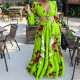 Long Sleeve Print Tops And Half Skirt Loose 2 Piece Set GCZF-8467