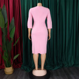 Fashion Solid Color Half Sleeve Pencil Dress GCZF-D387-C1