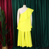 Single Shoulder Loose Tops Wide Leg Pants Suit GCZF-8537
