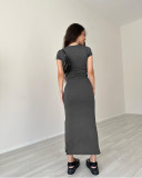 Short Sleeve Tops And Long Skirt Two Piece Set SSNF-211420