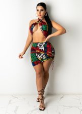 Sexy Print Drawstring Bandage Dress  LSL-6432