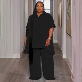 Plus Size Solid Color Loose Two Piece Pants Set NNWF-7994