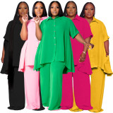 Plus Size Solid Color Loose Two Piece Pants Set NNWF-7994