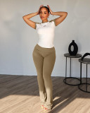 Color Block Sports Yoga Short Sleeve Two Piece Set QODY-6031