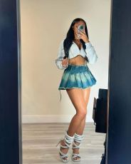 Casual Washed Denim Pleated Skirt TR-1303