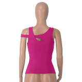 Solid Color Strapless Skinny Hollow Out Top MZ-2841