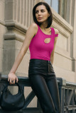 Solid Color Strapless Skinny Hollow Out Top MZ-2841