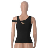 Solid Color Strapless Skinny Hollow Out Top MZ-2841