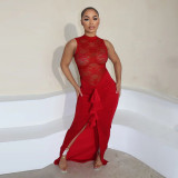 Sexy See Through Lace Patchwork Long Dress YF-10712