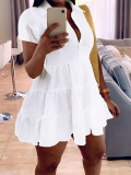 Casual Solid Short Sleeve Loose Dress SFY-415