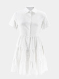 Casual Solid Short Sleeve Loose Dress SFY-415