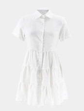 Casual Solid Short Sleeve Loose Dress SFY-415