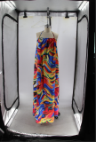 Sexy Halter Multi Color Printed Long Dress SFY-410